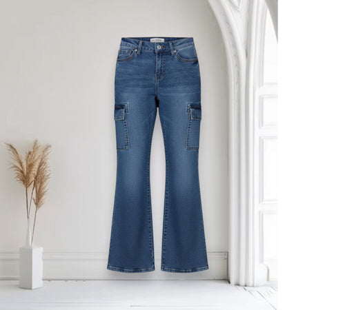 "Ladies Cargo Denim - Blue"(6-Pocket Edition)